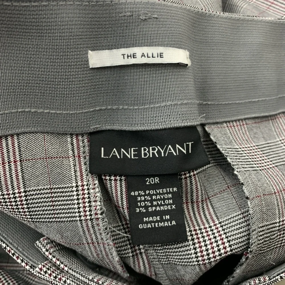 Lane Bryant Women Size 20 Pants Allie Trousers Black Maroon Red Check Straight